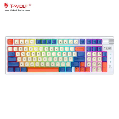 Hot Swappable custom RGB computer gaming keyboard Wireless keyboard with knob