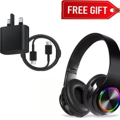 SMART PHONE CHARGER SUPER FAST CHARGING 25W With Type C To C Cable- Full Charger BLACK STRONG BASS headphones B39