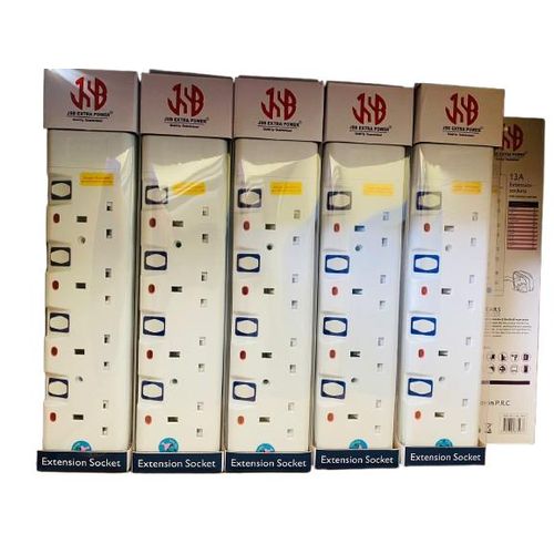JSB Extra Power 13A Extension Socket with Surge Protection & Individual Switches – 4/5/6 Way, 3M/5M/10M