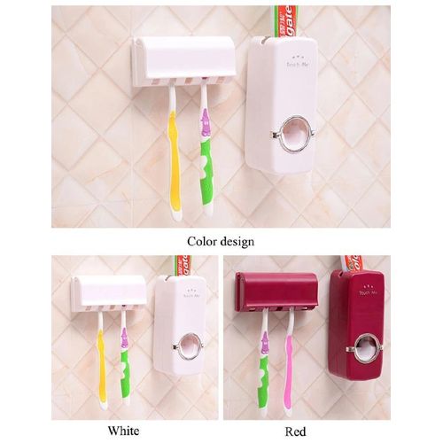 Automatic Toothpaste Dispenser Wall Mount Bathroom Accessories Toothpaste Squeezer Toothbrush Holder Toothpaste Storage