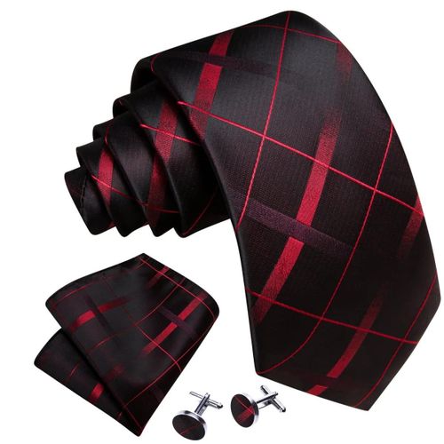 Black Red plaid necktie