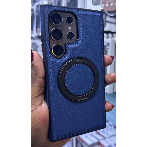 Leather case for Samsung S23 ultra with rotating ring stand