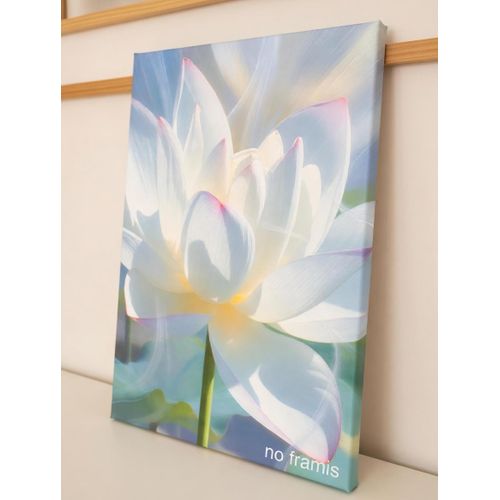 White Lotus Canvas Wall Art – Minimalist Spiritual Zen Home Decor