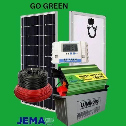 500 Watts Solar Panel Full Kit + 200AH Battery + 600W Inverter + 20AH Controller + Bulbs+10m dropper wire