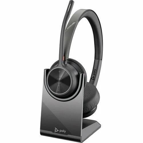 Poly Voyager 4320 Microsoft Teams Certified Wireless Stereo Headset with Charging Stand, BT700 USB-A Adapter & Acoustic Fence Noise-Cancelling Mics – 77Z00AA