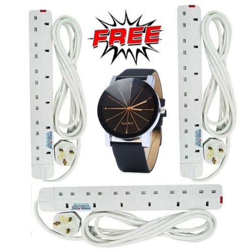 6 Way Power Extension Cable PLUS FREE Super Watch,