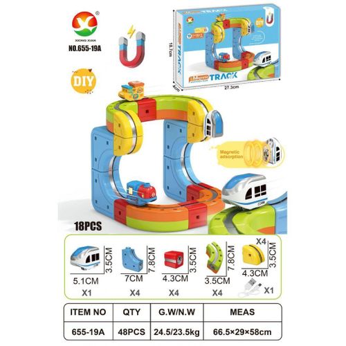 Magnetic Train Set DIY Railway Construction Blocks Battery Operated Electric Train Educational Learning Toy 3+ Years