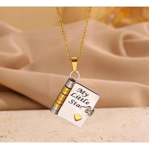 Creative Book-shaped Necklace for Women - Titanium Steel with Gold Plating Exquisite Workmanship Including Heartwarming Inspiring Words for My Daughter