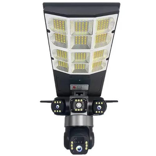 Solar PTZ 4G Camera With Motion Sensor & Mobile Phone Monitoring Solar Street Light 3 Lens Outdoor Wireless Solar SIM CARD Camera V380 Pro