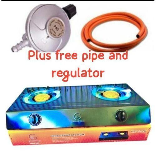 Two Burners Gas Stove+ 6KG Regulator + Pipe + Tightener