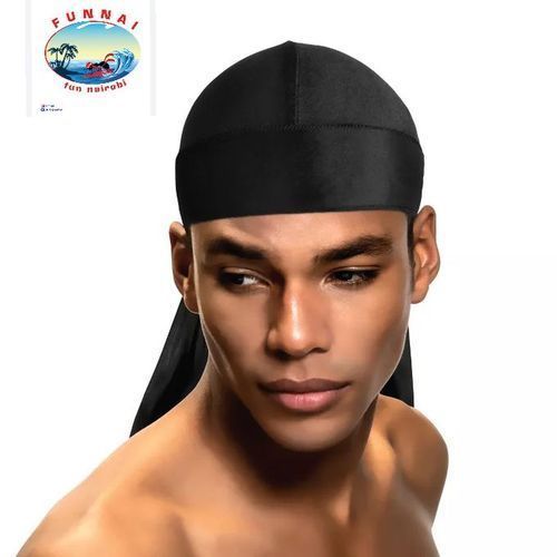 Black Silk Fashion Funnai Stretchy Durag/wavedurag