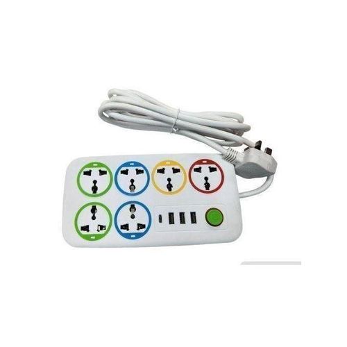 6WAY-Way Extension Socket With 3 USB Ports And 1 Type-C Slot – 3M Heavy-Duty Power