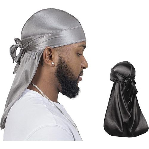 2 Pieces Silky Durag Pack For Men Women Waves, Premium Satin Deluxe Du-rag