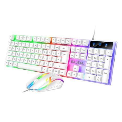 BAJEAL Gaming Keyboard And Mouse Combo With RGB Backlit Number Pad For PC - White