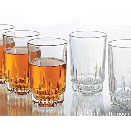 Happy Home 6pcs Plain Glass Set – 300ML Clear Drinking Glasses for Water, Juice & Soft Drinks