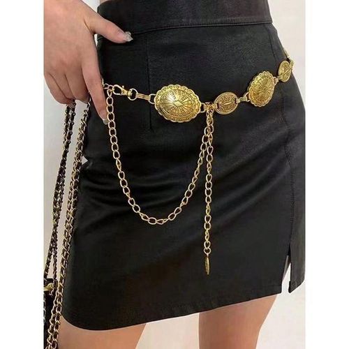 1pc Women Bohemian Style Belt Vintage Metal Waist Chain Decoration Suitable For Matching Dresses