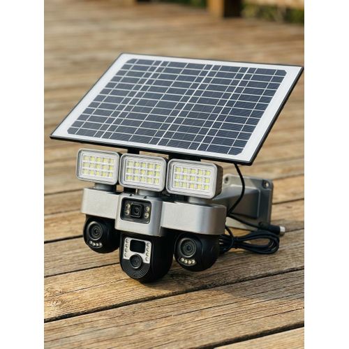 Maintenance-Free Solar Powered System Two In One 12MP V380 Pro 4G Sim card PTZ Rotating Multiple Lens screens Solar Camera with High Brightness Outdoor Security Solar Flood Light