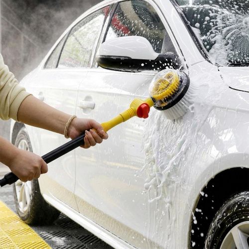 Precision Movement Detachable Design Water Pressure Auto Spinning Car Wash Soft Microfiber Mop Brush with Auto Soap Dispenser