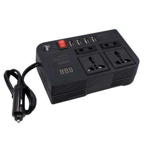 300W Car Power Inverter Dc to Ac 12V to 240V With 4 Ac ports, 4 USB ports + cigarette lighter