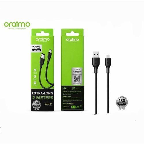 USB-A to Type-C Cable 2M Extra Long Fast Charging 2.4A Durable Data Sync Charger Cord For Android Phones Samsung Xiaomi Tecno Infinix Oppo