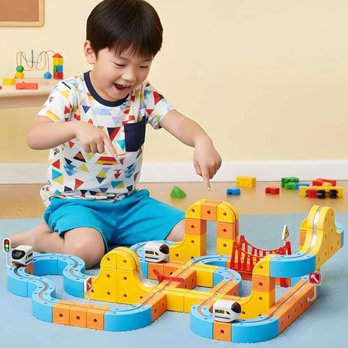 STEM Magnetic Train Set Electric Railway Building Blocks Creative Construction Toy for Kids 3+ Years Boys Girls