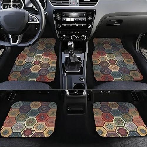 Premium 4pcs Colourful Car Floor Mats Non Slip Washable Universal Mat Design