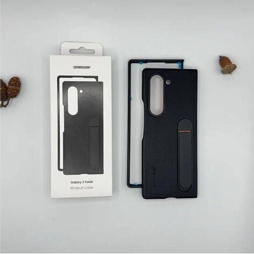 Galaxy Z Fold 6 Case Genuine official Leather With stand Case Hinge Protection Screen Protector Skin Felling- Durable Shockproof Protective Phone Cover/case - Black