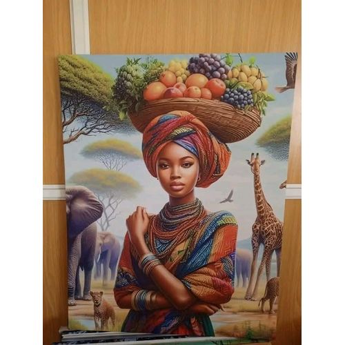 African Beauty With Basket – Vibrant Wildlife Wall Art