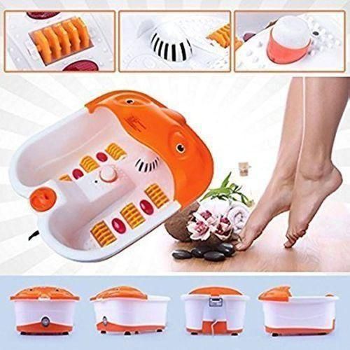 Foot Spa Massager Machine with Heat, Portable Foot Bath Tub with Massage Rollers, Temperature Control and Bubble, Electric Pedicure Foot Spa Machine for Home or Office Use