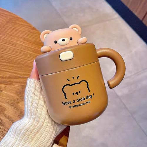 530ml Kids Cute Bear Rabbit Thermos with Straw with Lid