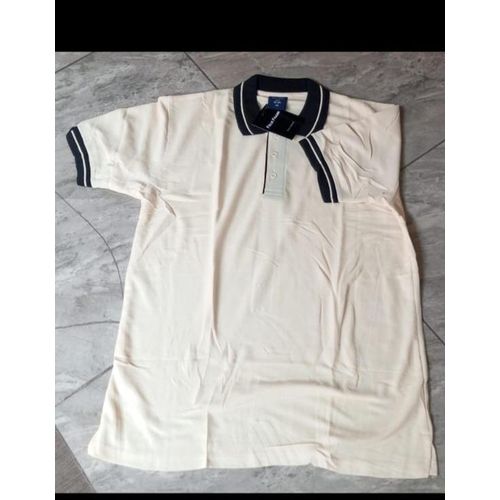 Heavy-duty plain cotton polo T-shirt cream black