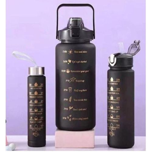 3-in-1 Set Water Bottle Motivational Sports Outdoor Travel Gym Fitness Leakproof Bottle