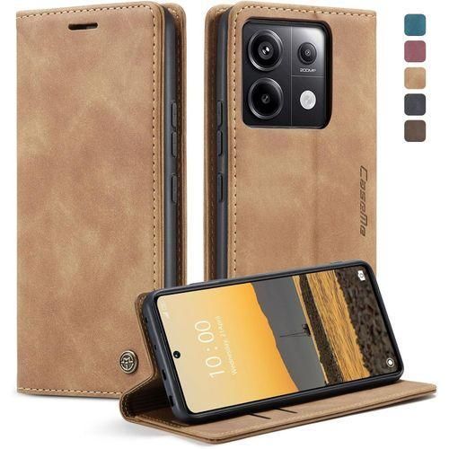 Caseme For Xiaomi Redmi Note 13 Pro 4G Suede PU Leather Wallet Case Flip Folio Stand View Shock-proof Book Matte PU Cover With Card/Cash Slots Kickstand Magnetic Closure