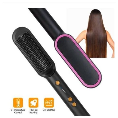 Electric Hair Straightener Brush Iron Hot Comb