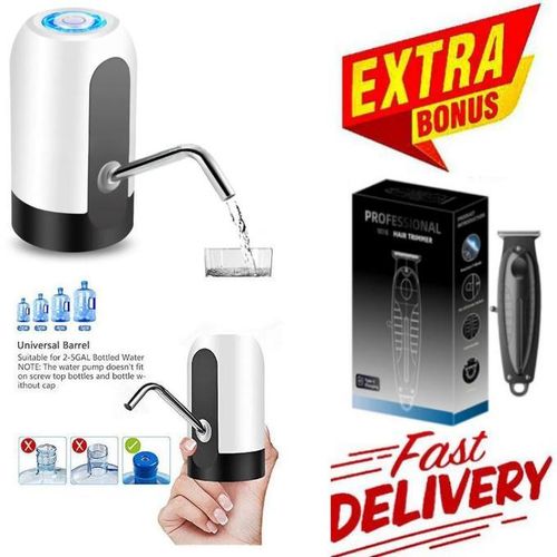 Rechargeable Electric Water Dispenser Pump for Bottled Water with USB Cable for Kitchen, Home & Office + GIFT Rechargeable Hair Shaving Machine And Beard Trimmer
