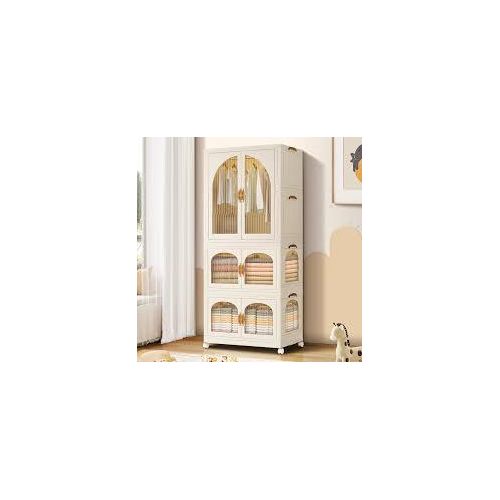 Stackable 3 level plastic portable wardrobe for cloths/kids wardrobe