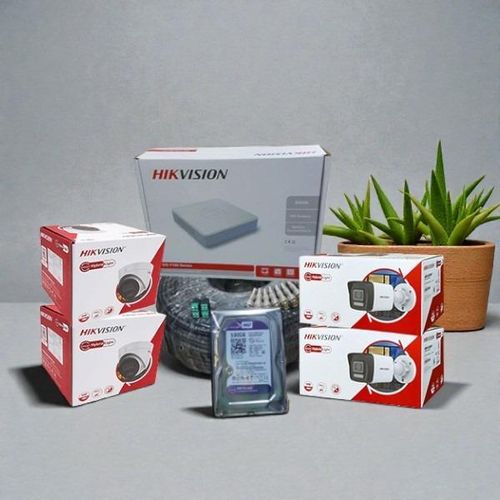 4 Smart Hybrid Surveillance With Audio Hybrid Colored Night Vision 4 1080P Full HD 2MP Smart Hybrid Colored Night Vision Audio Sound Recording CCTV Cameras Complete System kit-500GB Harddisk