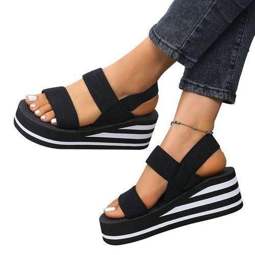 Sandals Women Elegant Wedding Synthetic Height Increasing Stylish Platform Classic Formal Dress Shoes - Black