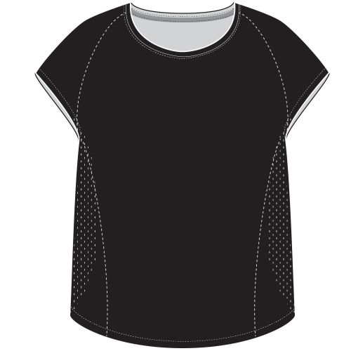 Womens Cardio Training Loose-Fit Laser Cut T-Shirt - Black