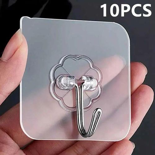 Transparent Stainless Steel Strong Self Adhesive Hooks Key Storage Hanger for Kitchen Bathroom Door Wall Multi-Function
