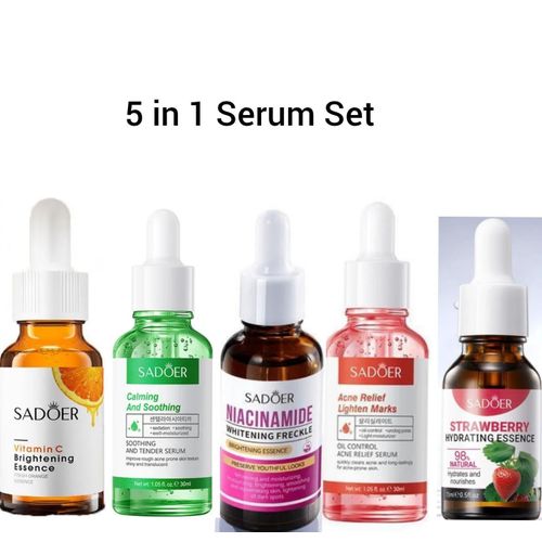 Buy Now 5 IN 1 Serum Set Vitamin CNiacinamideSalicylic AcidSACentella AsiaticaStrawb0erry Serum Serum For Acne Blackhead Open Pores Reduces Excess Oil Bumpy Texture Liquid Exfoliant for Acne Prone Oily Skin