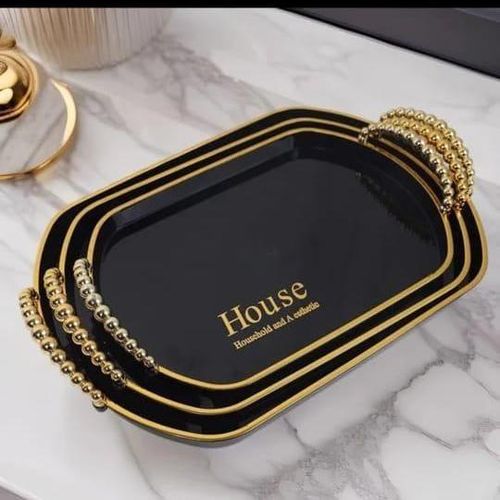 3 × Rectangle Serving Trays (Black) – Multipurpose Kitchen & Dining Tray Set