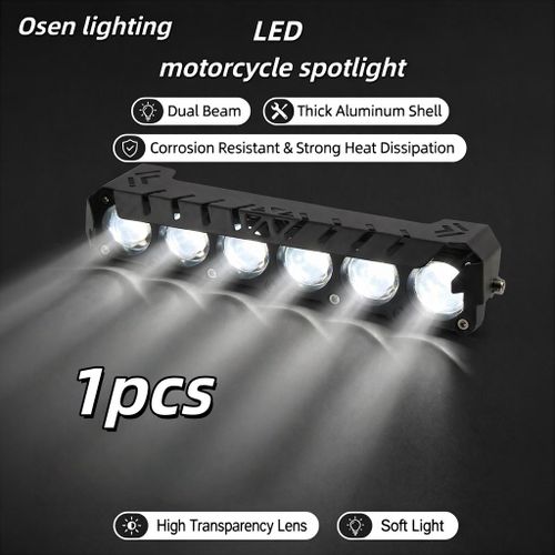 6-lens motorcycle LED spotlight dual color high/low beam fog light, suitable for sedan, truck, SUV UTV 12V 24V mini lens headlight driver light