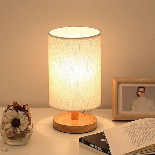 Modern minimalist LED table lamps wooden desk light nightstand bedside lamp deco energy saving USB warm light fabric