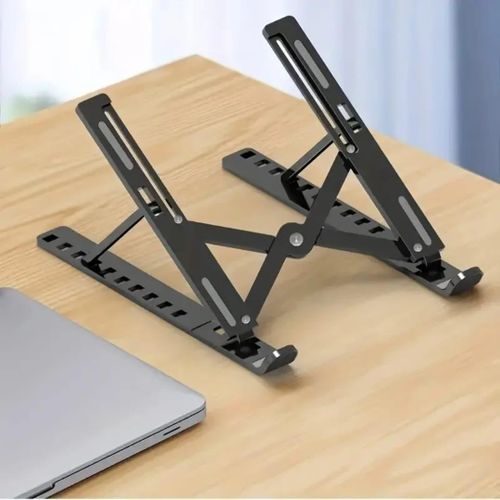 Metallic Adjustable Laptop Stand Foldable Aluminum Alloy Laptop Holder 7 Level Height Adjustable Computer Stand Ergonomic Portable Notebook Riser for 10 to 15.6 Inch Laptops Tablets and Books