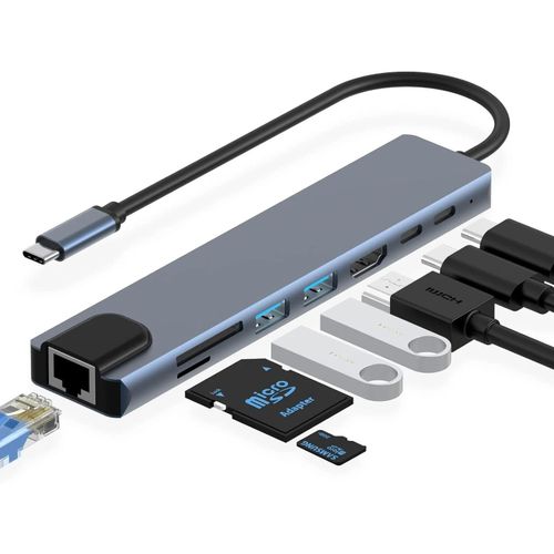 8 In 1 USB C Hub Type C Adapter Multi Function Dock HDMI 4K