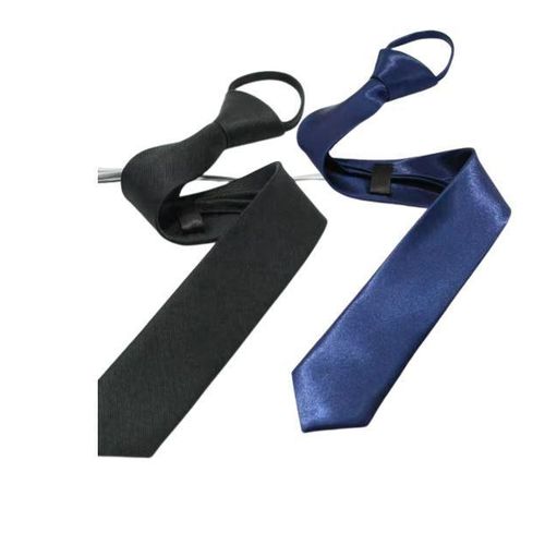 2pcs satin mens ties -Navy blue Black