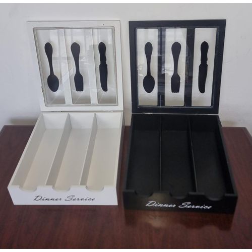 3-Compartment Cutlery Box Organizer – 26×24×7cm Dinner Service Storage Tray