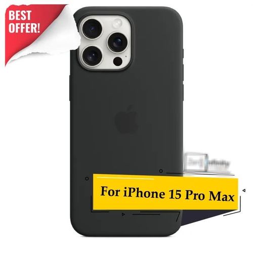 iPhone 15 Pro Max Silicone Cover Case - Black..