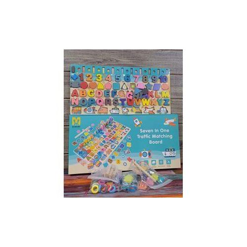7-in-1 Montessori Wooden Learning Board Educational Toy for Kids Early Development Number Letter Puzzle